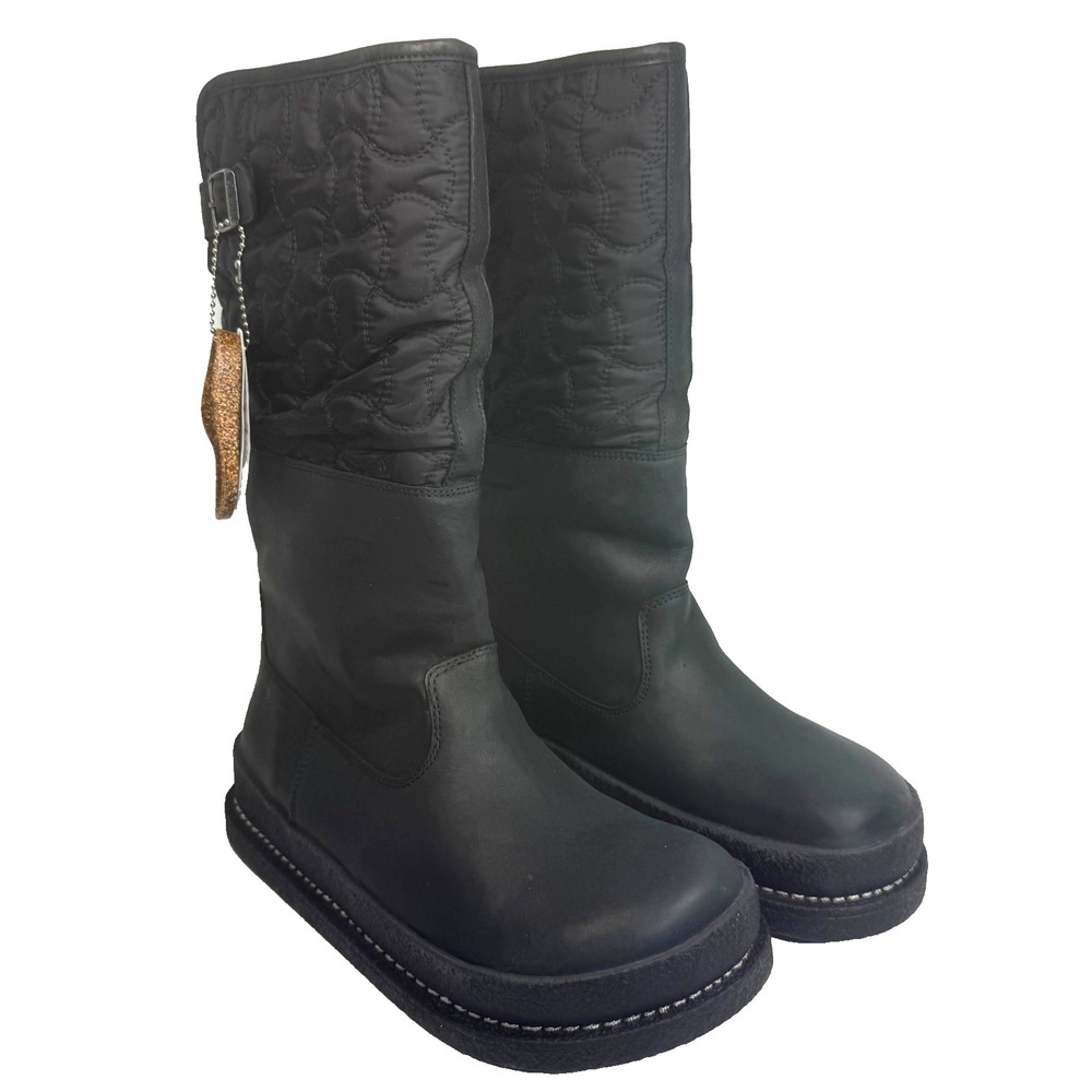 Birkenstock Iskut Boots Black Leather Quilted Fleece-Lined Women's 7 EU 38 - Picture 2 of 9
